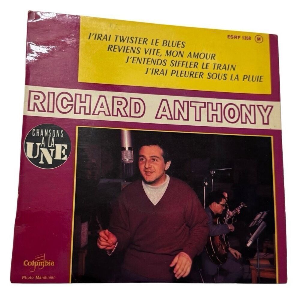 Richard Anthony Vinyl 45 RPM EP J'irai Twister Le Blues - Columbia 1358 M Rèduit